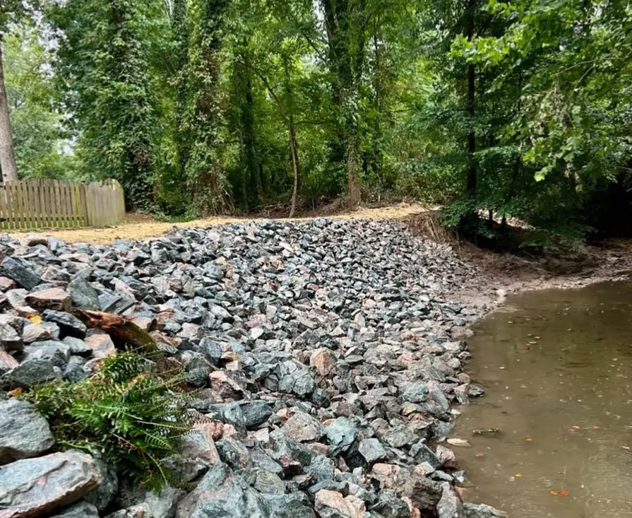 rip rap erosion control on river bank in chesterfield va